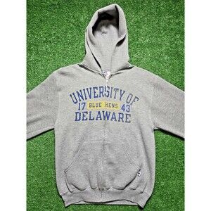 Russell Athletics Delaware Blue Hens Hoodie Full Zip Gray (Men's Small)